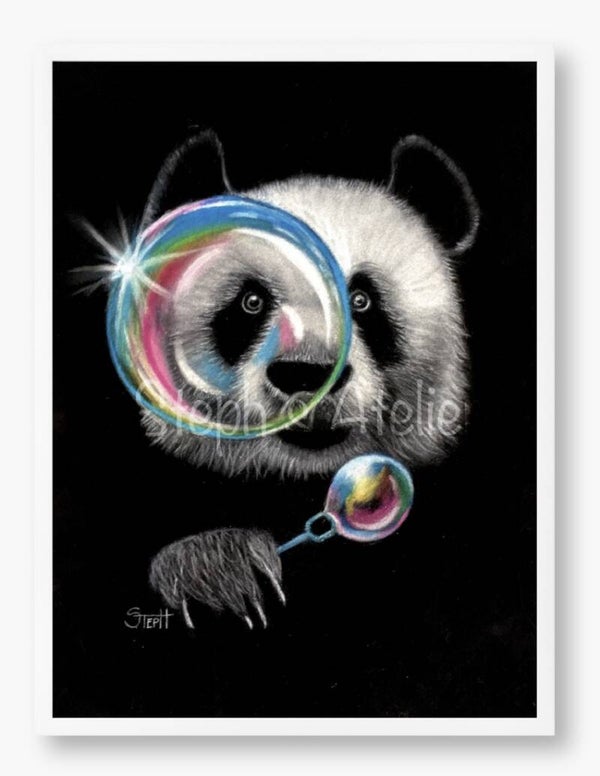 Ingelijste afbeelding “Pandabubbel” zonder passe-partout