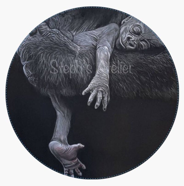 Muurcirkel Gorilla baby op moeders arm