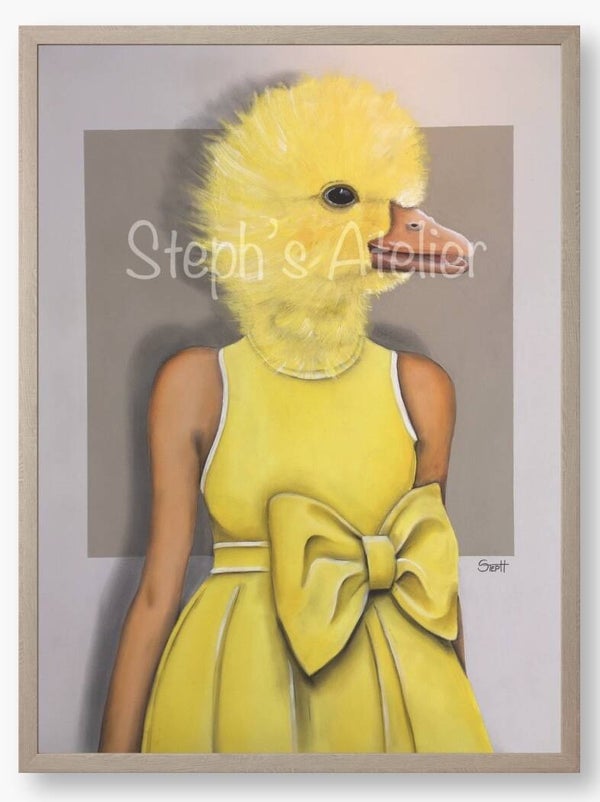 Ingelijste afbeelding “Miss Ducka” zonder passe-partout