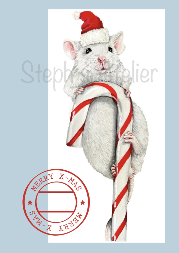 Kerstkaart Muisje groot formaat A5