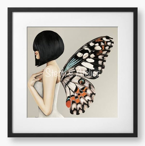 Ingelijste afbeelding “Twinflame vrouw” met passe-partout