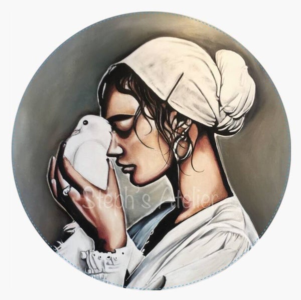 Muurcirkel Het meisje met de duif