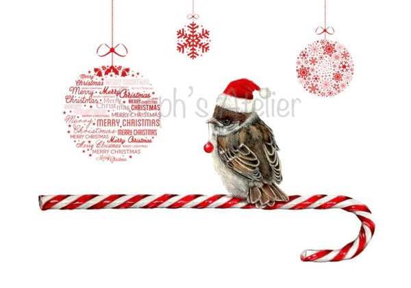 Christmas card Sparrow size A6