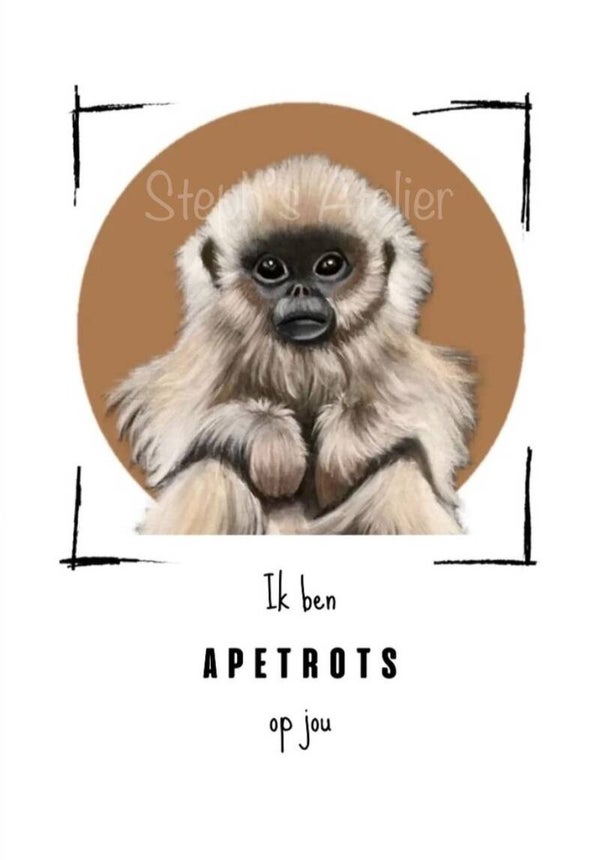 Wenskaart apetrots  klein (A6)