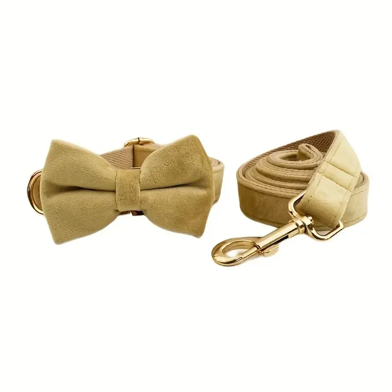 Beige fluwelen halsbandset