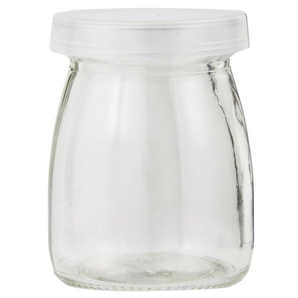 Glas mit Plastikdeckel 100ml