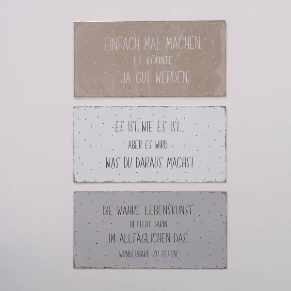 Schild Lebenskunst 3 verschiedene Texte