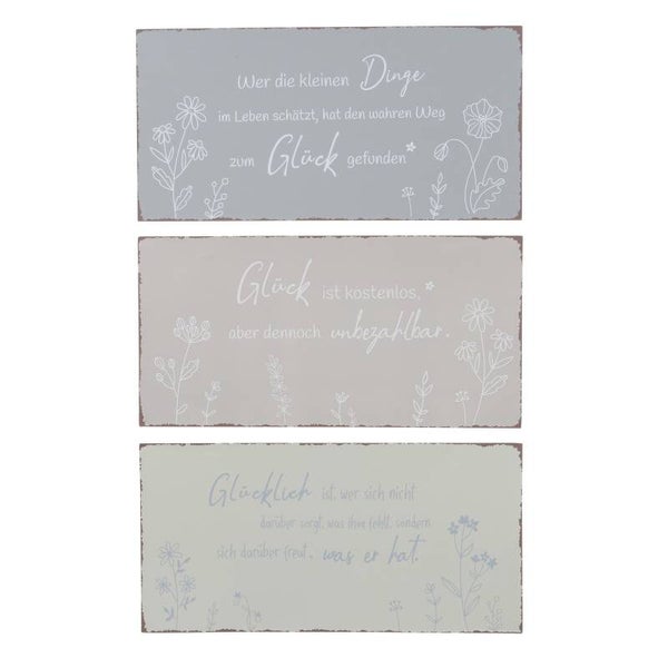 Schild Sanela, 3 verschienen Texte