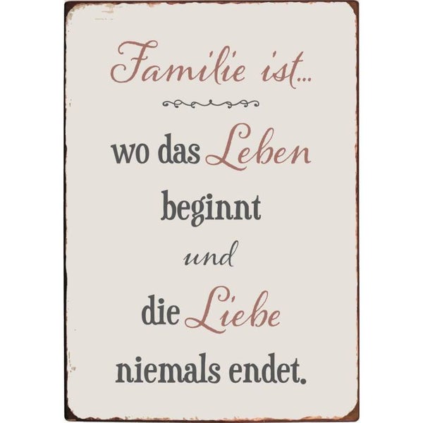 Metallschild Familie ist
