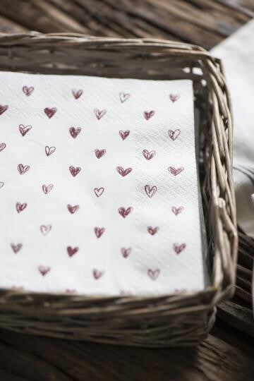 Serviette rote Herzen