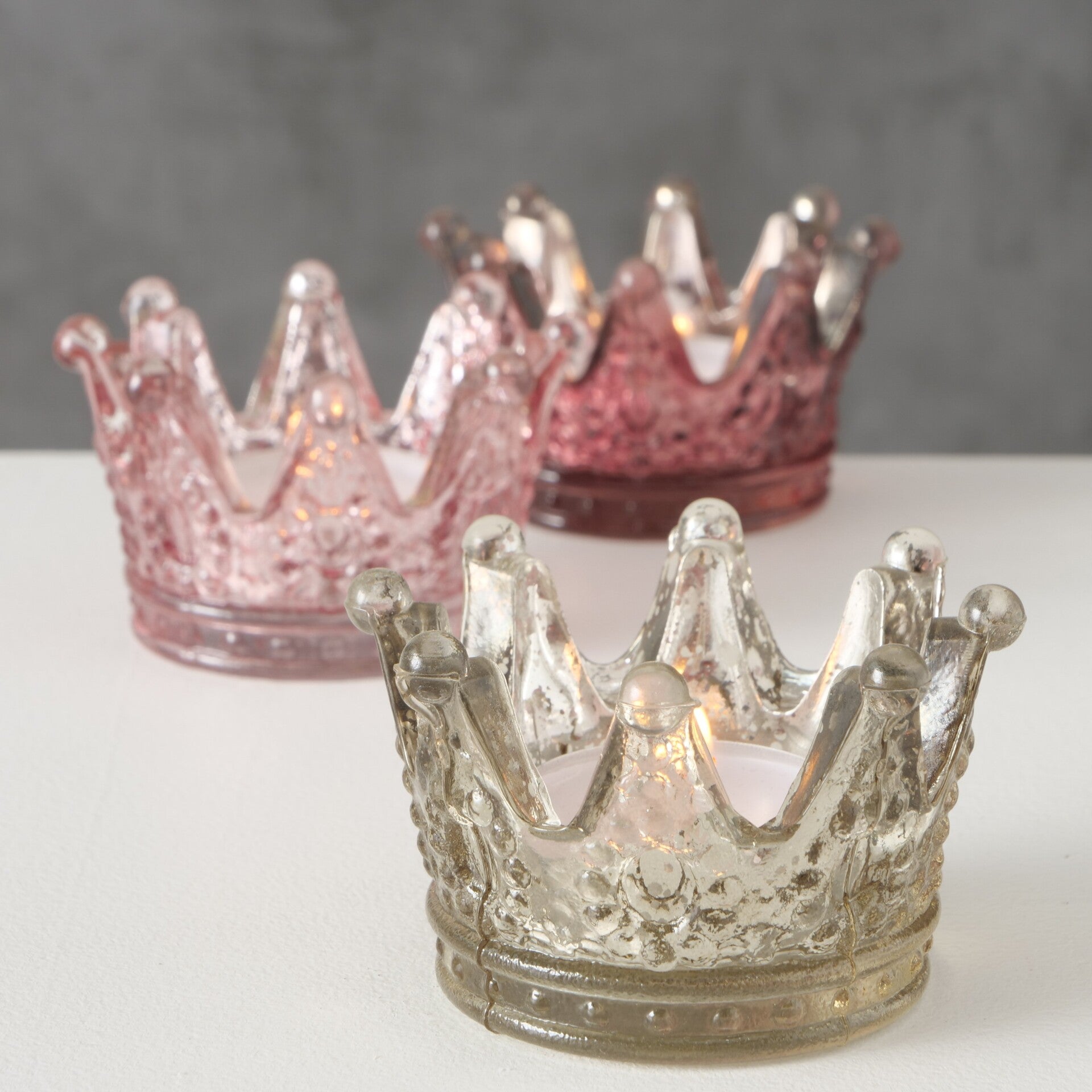 Teelichthalter Crown, 3 Farben