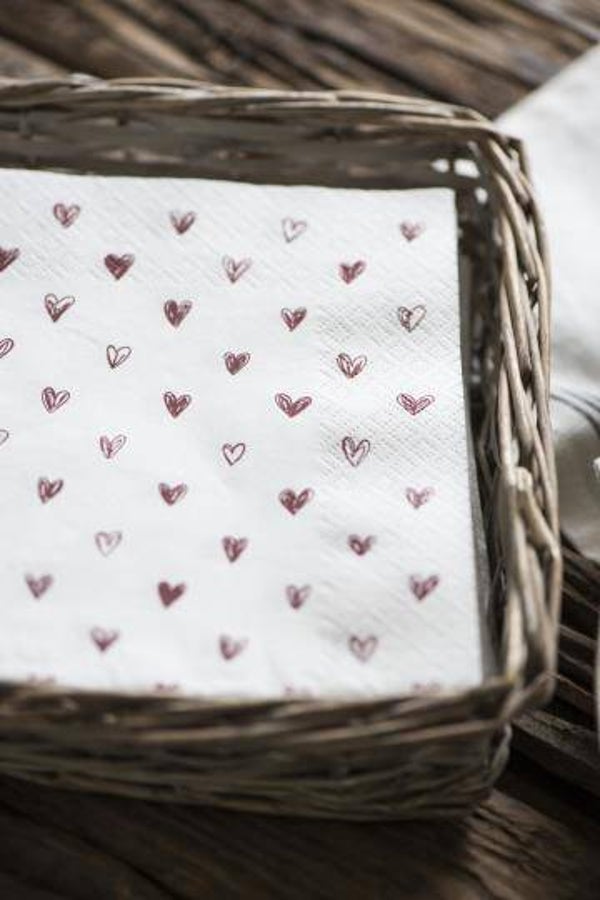 Serviette rote Herzen