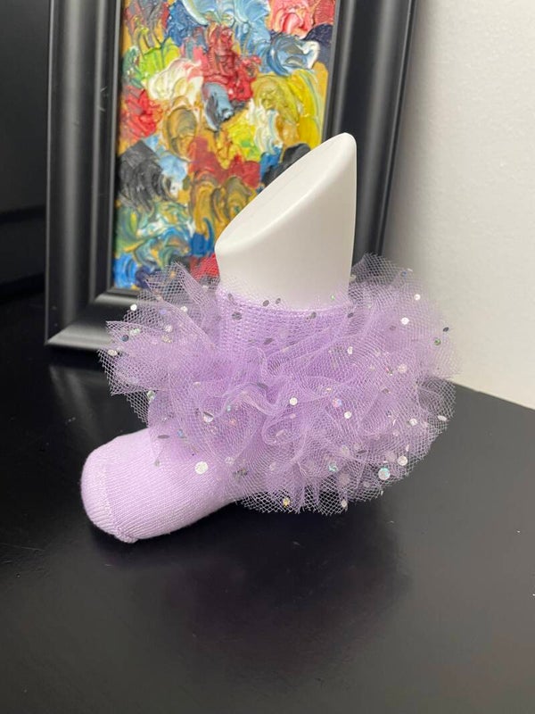 Aniya Rose Lilac Twist Chunky Glitter Tutu Socks