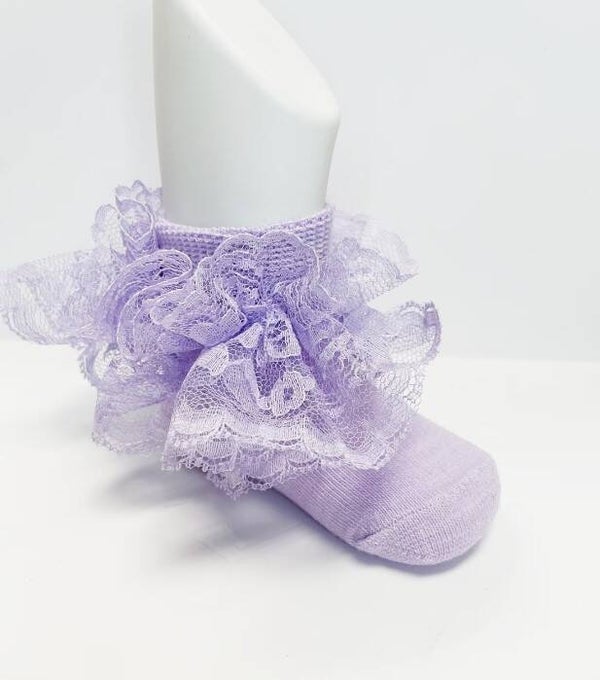 Aniya Rose Lavender Lace Ruffle Socks