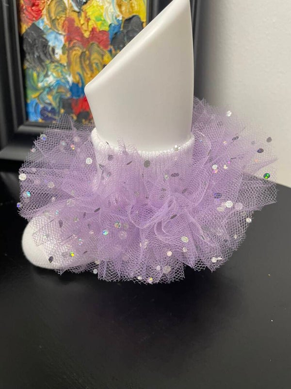 Aniya Rose Lilac Twister Chunky Glitter Tutu Socks