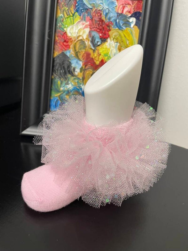 Aniya Rose Bubble Yum Pink Chunky Glitter Tutu Socks