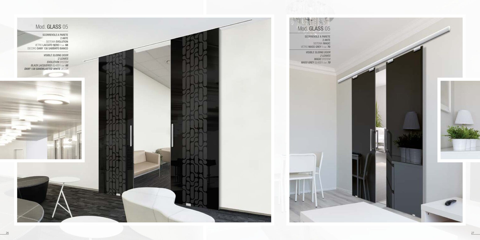 alt="Porta scorrevole in vetro trasparente per ambienti open space"