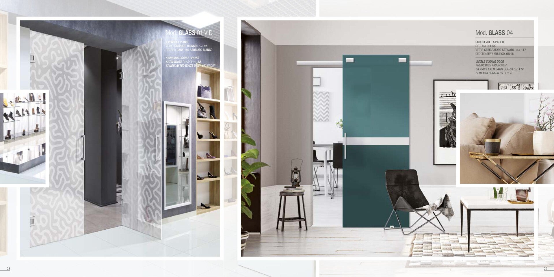 alt="Porta scorrevole in vetro trasparente per ambienti open space"