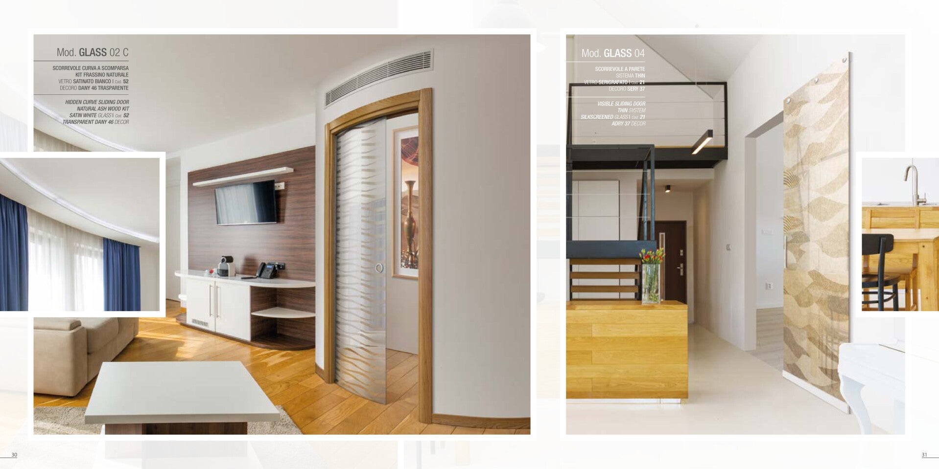 alt="Porta scorrevole in vetro trasparente per ambienti open space"