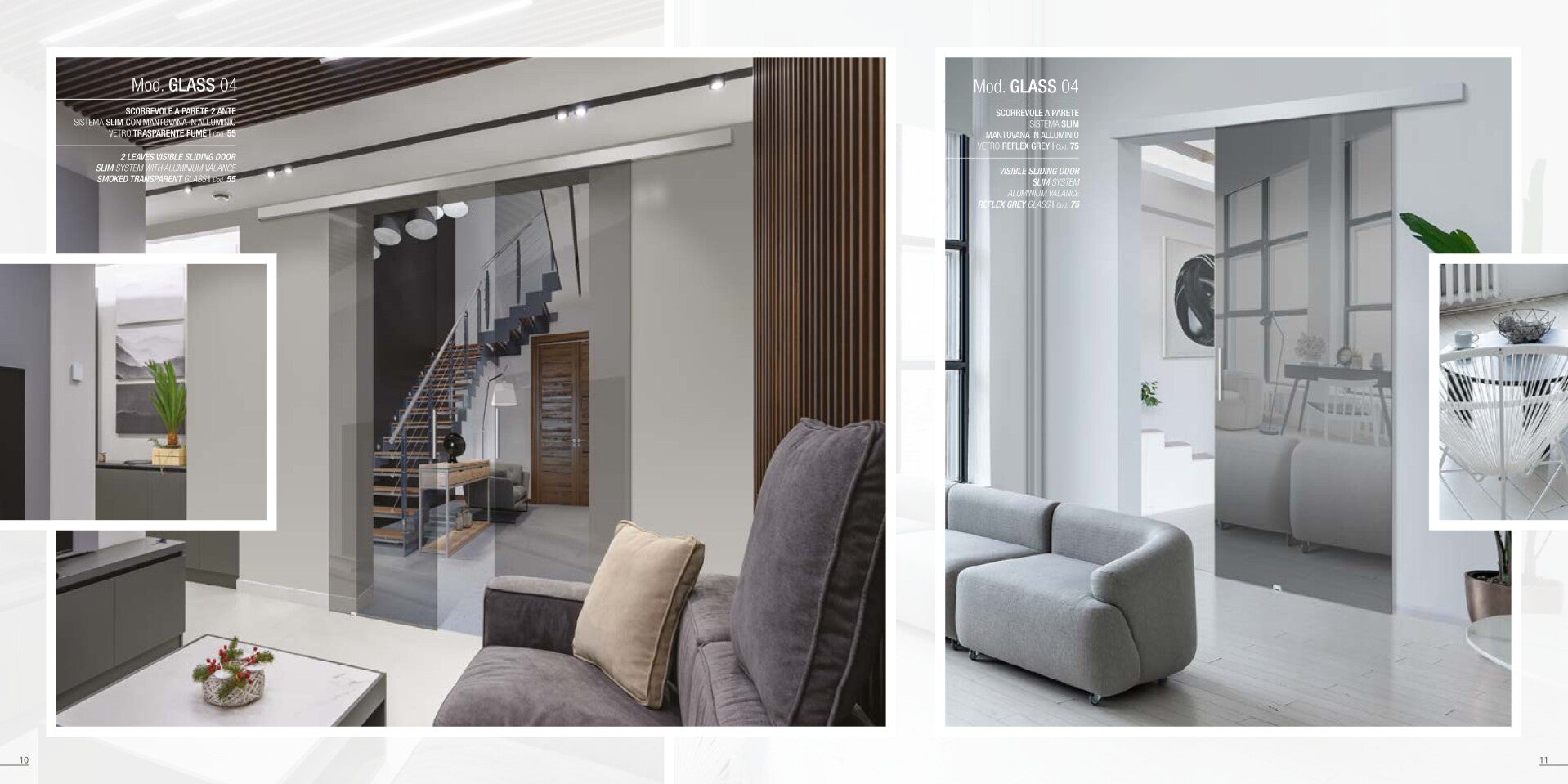 alt="Porta in vetro satinato con telaio in alluminio"