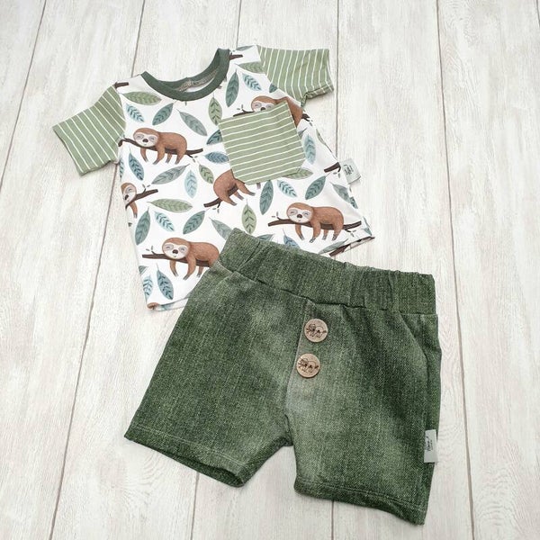 Set Faultiershirt mit kurzer Hose Gr. 92
