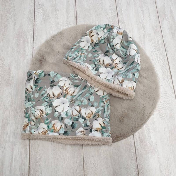 Set aus Beanie und Loopschal - Blätter KU 49-51