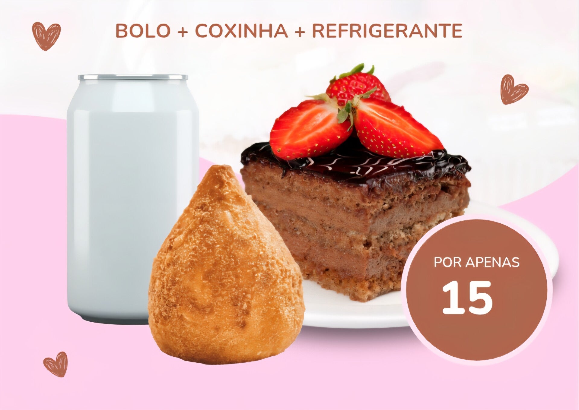 COMBO COXINHA + BOLO GELADO + BEBIDA