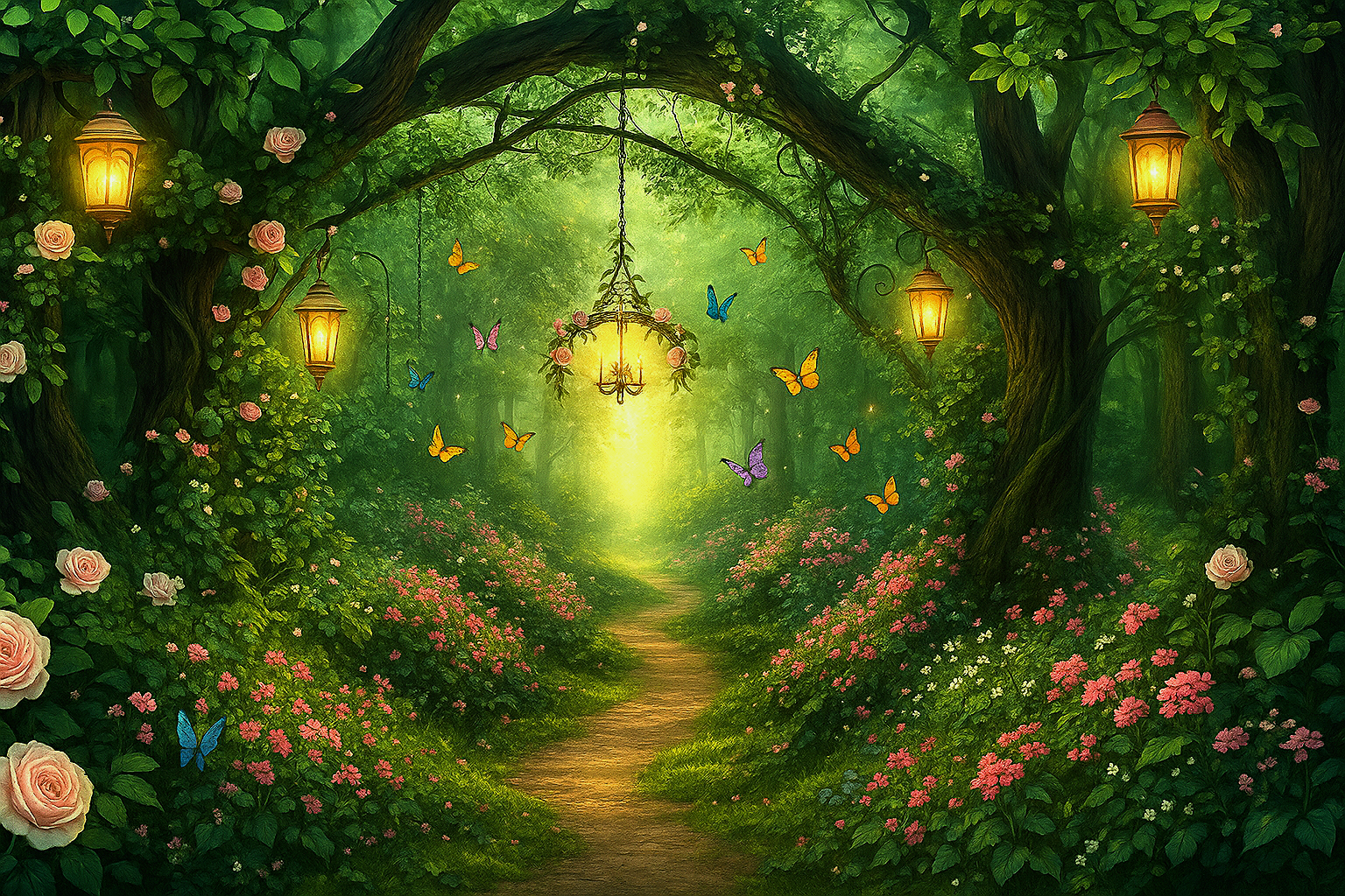 Bloementuin in het Gouden Licht