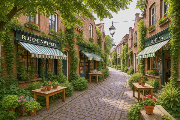 Bloemenwinkel in een straatje