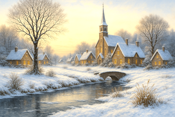 Dorpje in wintertijd