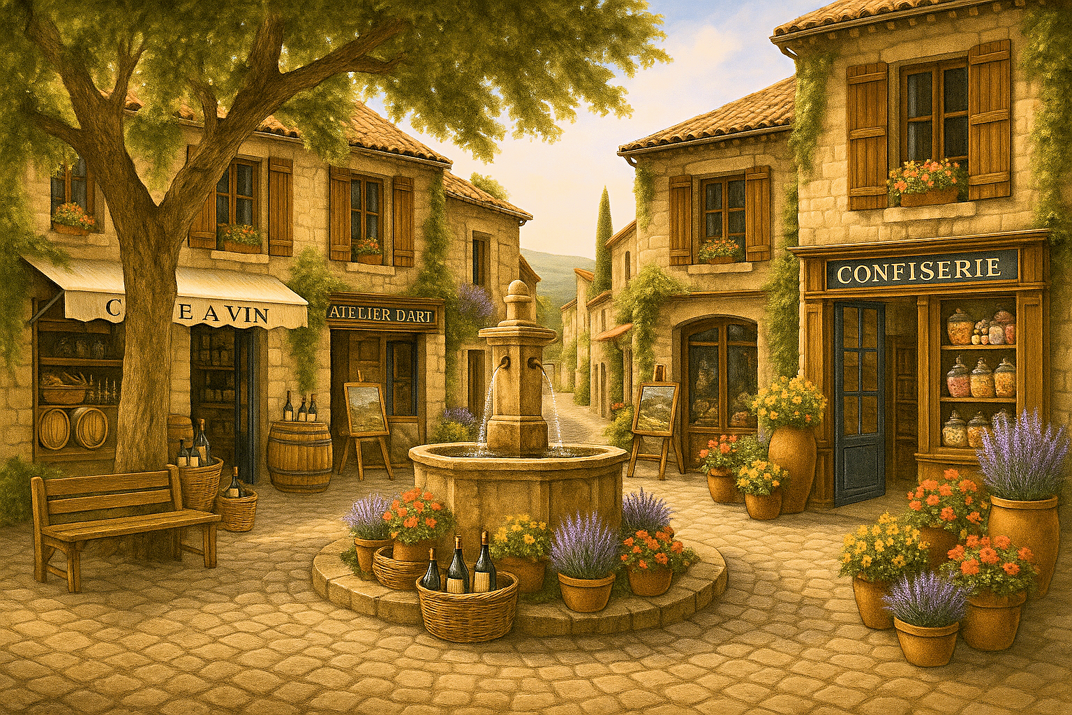 Een plein in de Provence