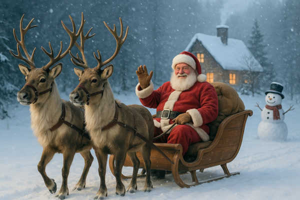 Kerstman met elanden