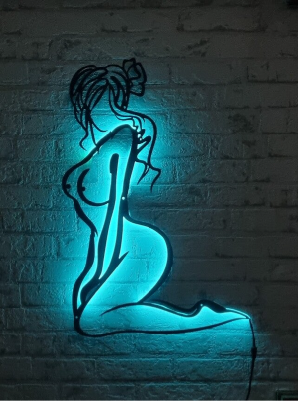 Silhouet metal wall art met RGB IC led