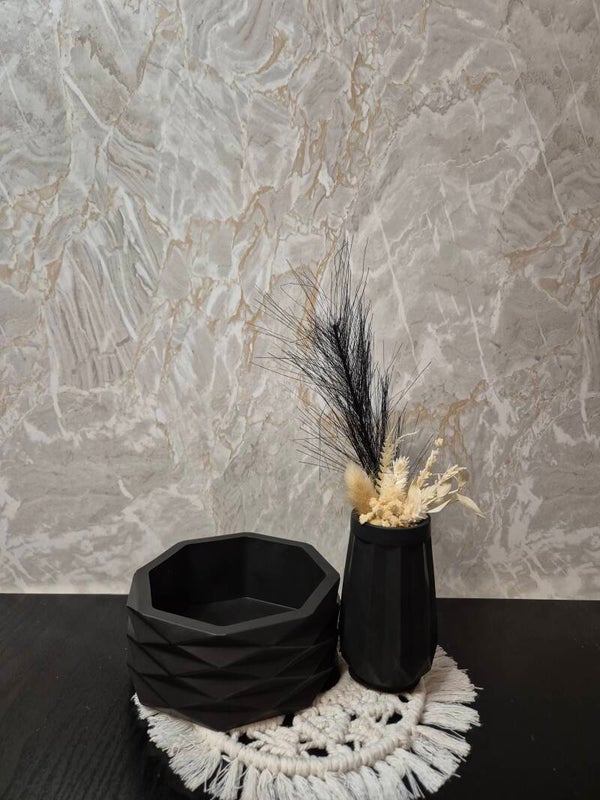 Ensemble Plateau & vase noir
