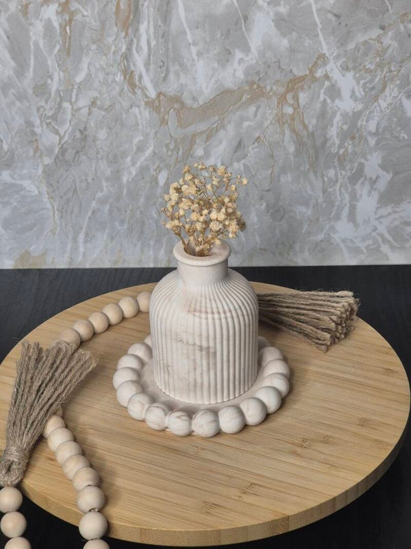 Ensemble petit plateau & vase marbré