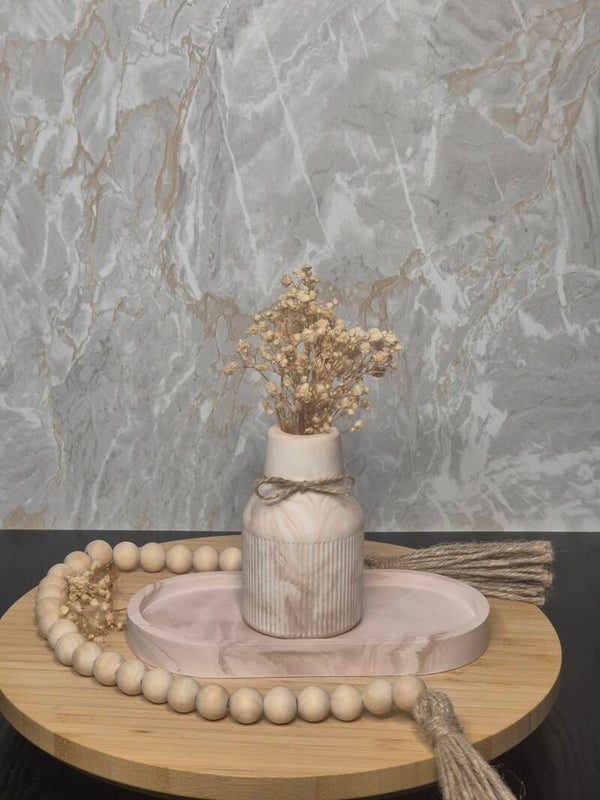 Ensemble petit vase & plateau marbré