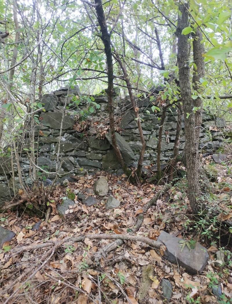 Tratto di muro medievale con tecnica a sacco di evidenza insediativa nell'area dell'Alfina