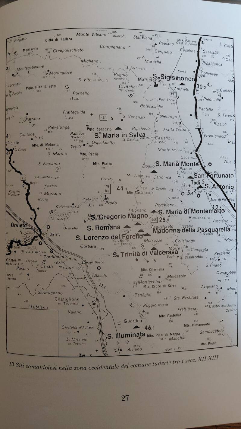 Mappa con Toponimi antichi e localizzazione di San Lorenzo Chiesa del Castello del Forello  