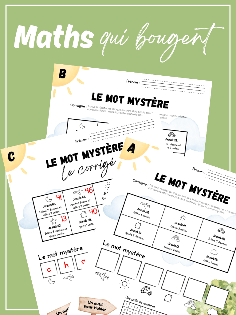 Mathématiques 1re année : Le mot mystère