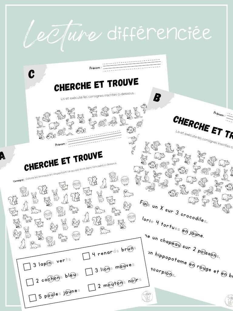 Lecture 1re année : Cherche et trouve