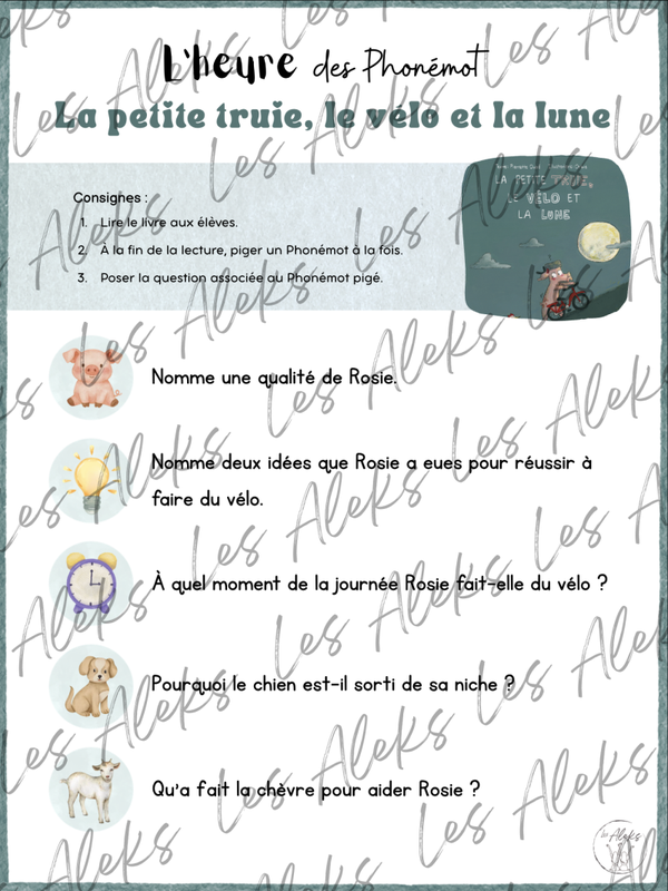 L'heure des Phonémot : La petite truie, le vélo et la lune