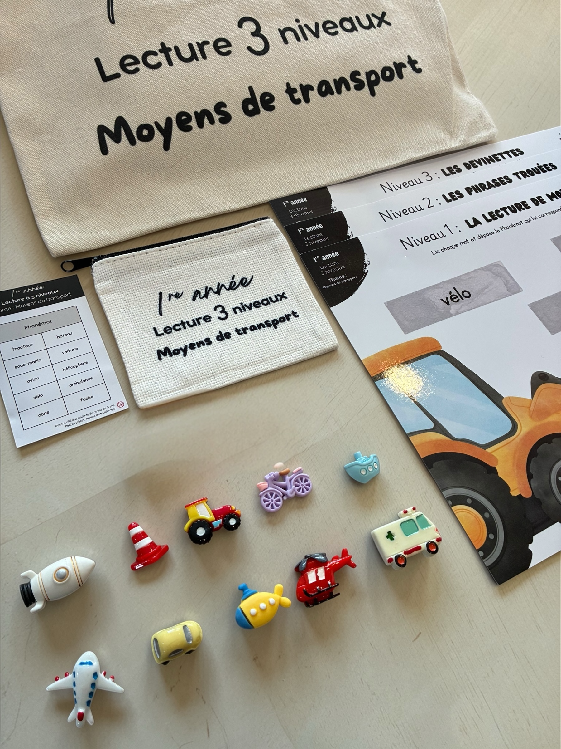 Lecture 3 niveaux : Moyens de transport - 1re année