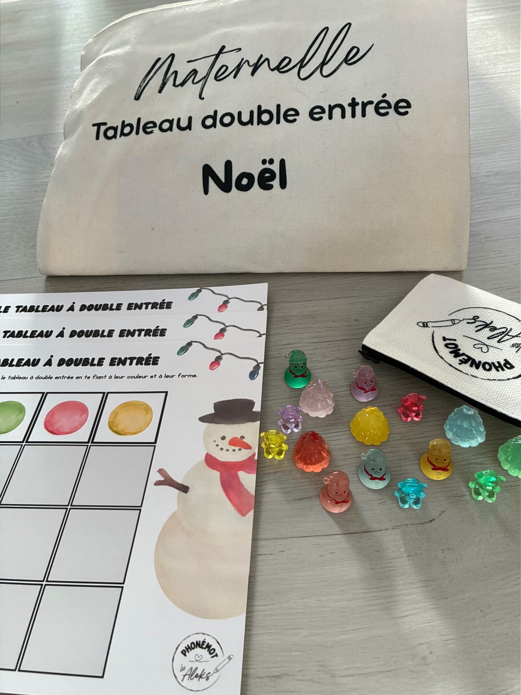 Mathématiques tableau à double entrée : Noël - Maternelles