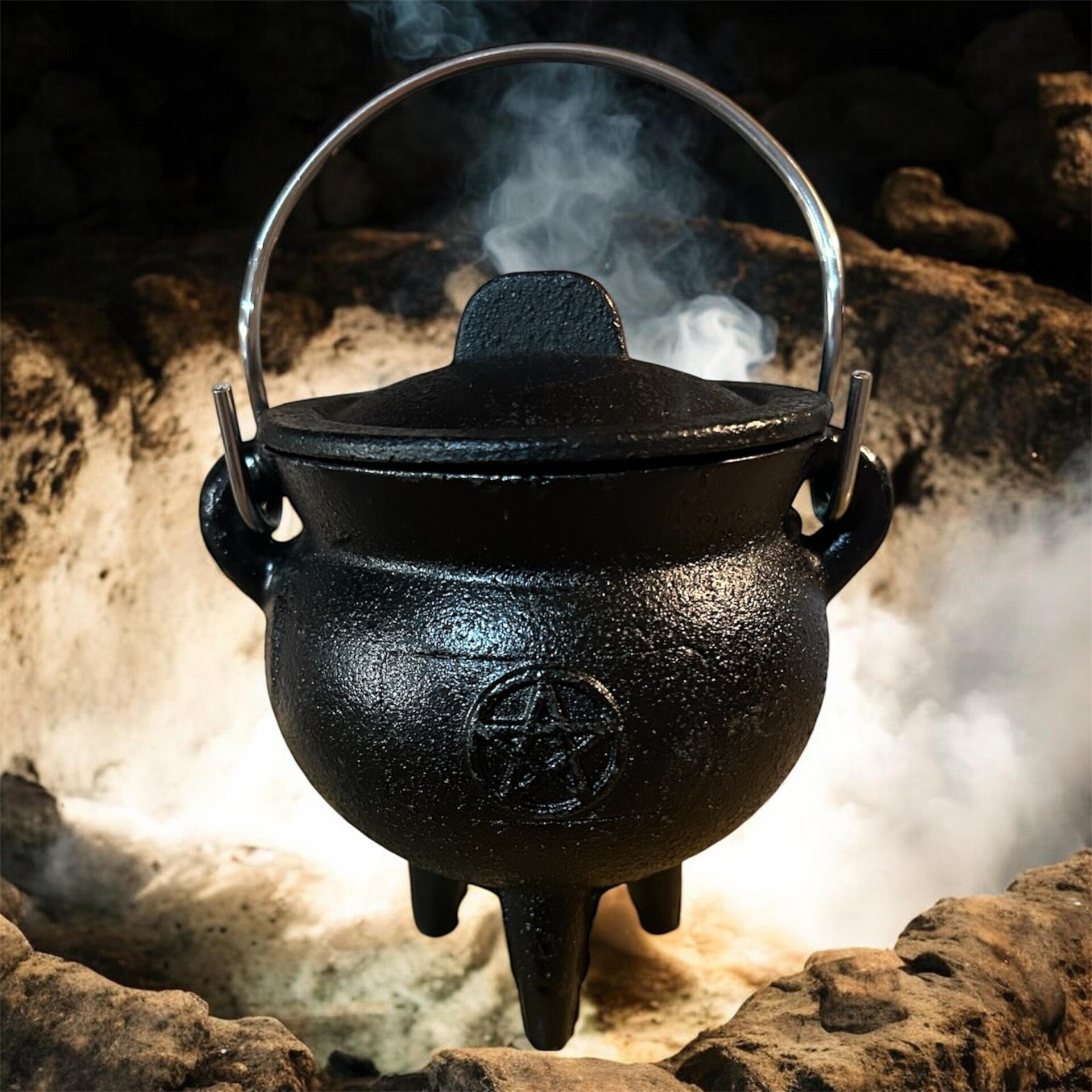 Small Cast Iron Pentacle Altar Cauldron