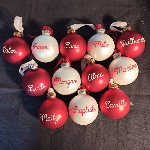 Boule de Noël en verre "prénom"