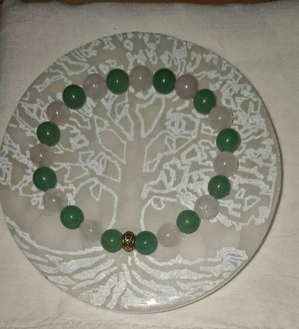 Bracelet Quartz Rose + Aventurinr Vert