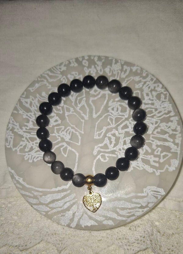 Bracelet obsidienne Doré