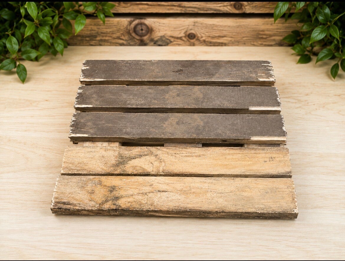 Houten staptegel van hergebruikt pallethout – ca. 36 × 36 cm