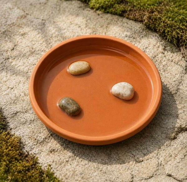 Terracotta waterschaal voor vogels en insecten – Ø 18 cm
