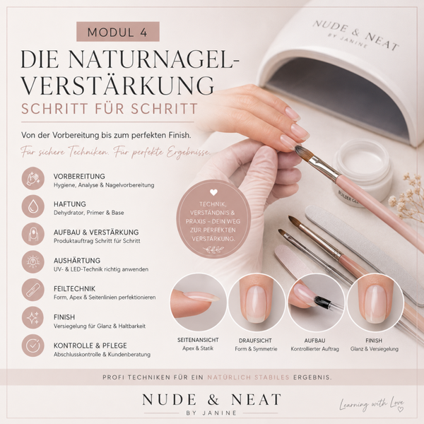 Naturnagelverstärkung Schritt für Schritt lernen | Online-Schulung Modul 4 Und Modul 5 Abschluss